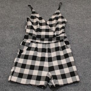 CBR Black and White Plaid Romper‎ Sleeveless Jumpsuit Extra Large XL